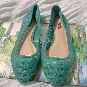 Cute teal turquoise flats